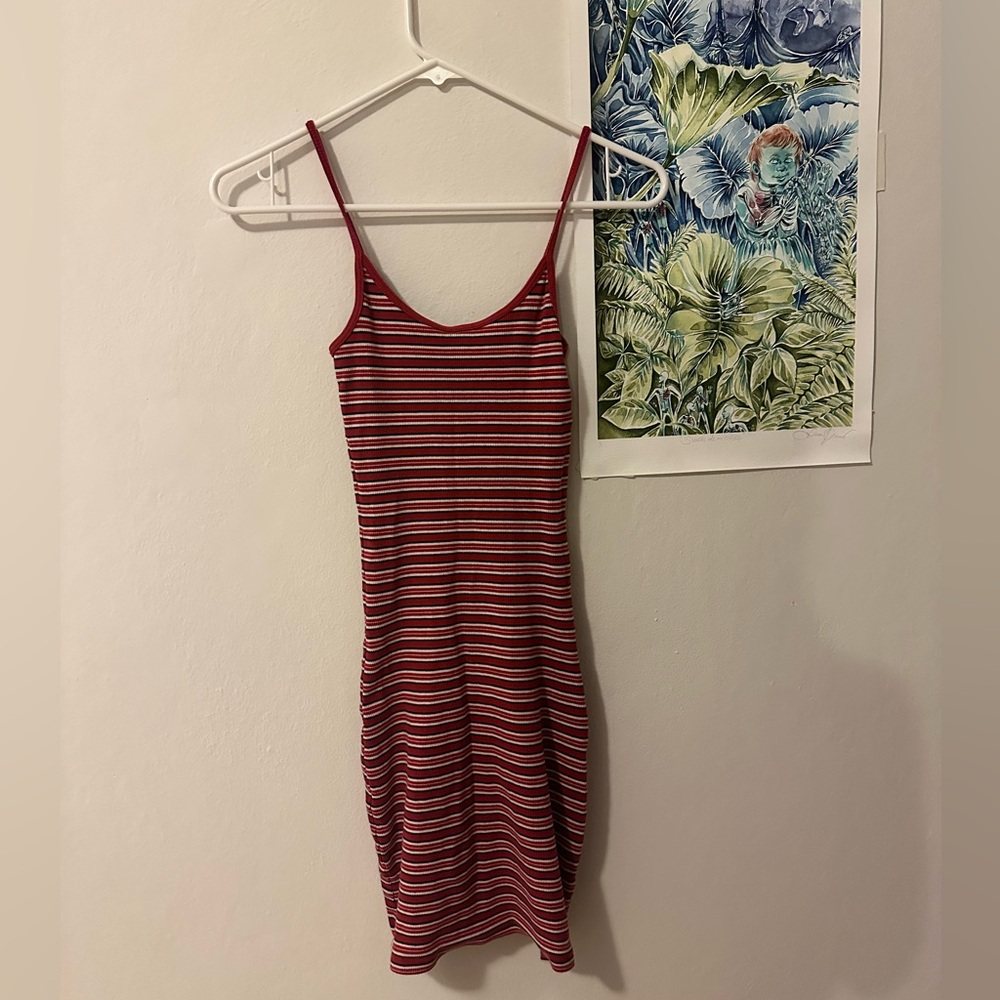 Red and White Stripped Bodycon Dress